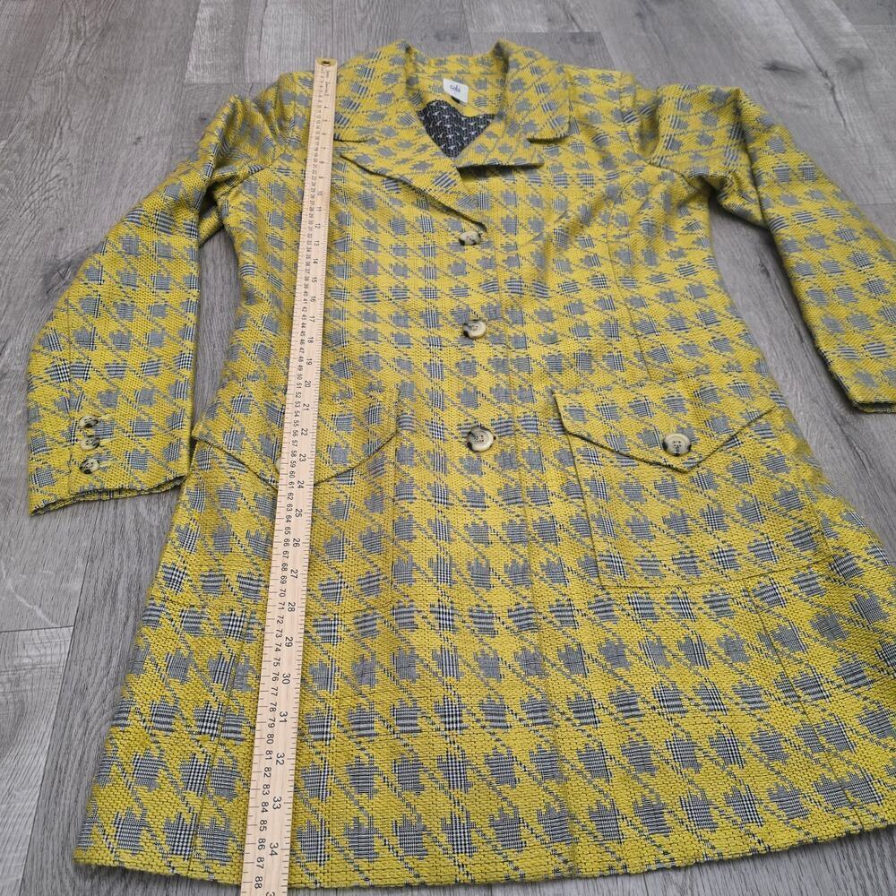 Cabi Regency Yellow Gray Houndstooth Coat Jacket Sz L Tailored Academia Workwear - Picture 7 of 11